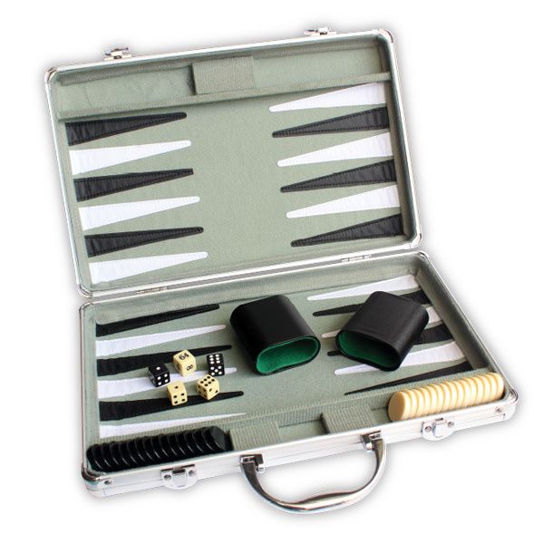 Jeu de backgammon avec case en aluminium de 15 pouces