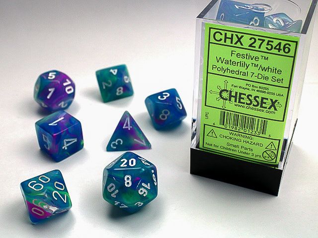 Chessex - Dés Festive - Nénuphar et blanc