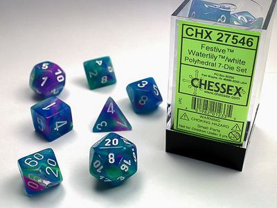 Chessex - Dés Festive - Nénuphar et blanc