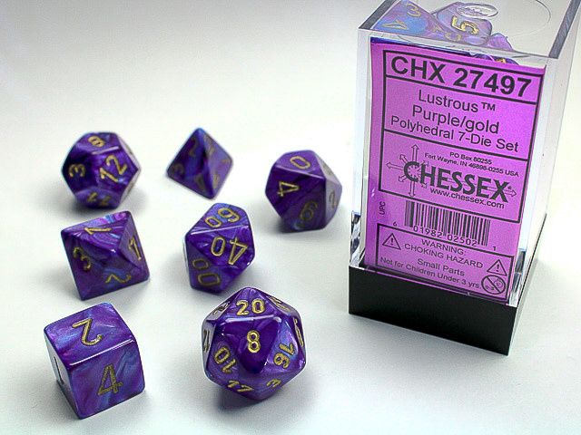 Chessex - Dés Lustrous - Mauve et Or