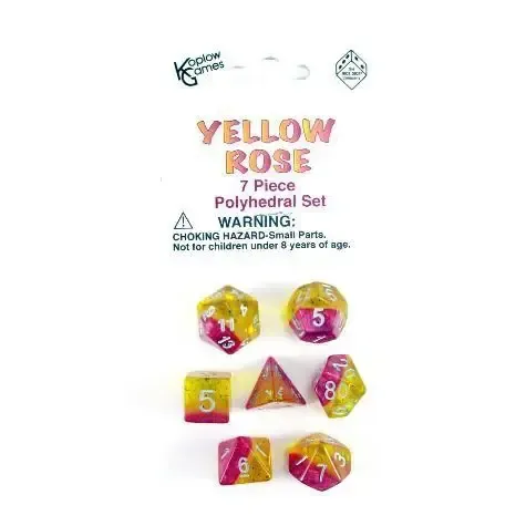 Ensemble de 7 dés polyédriques trois couleurs "Yellow Rose"