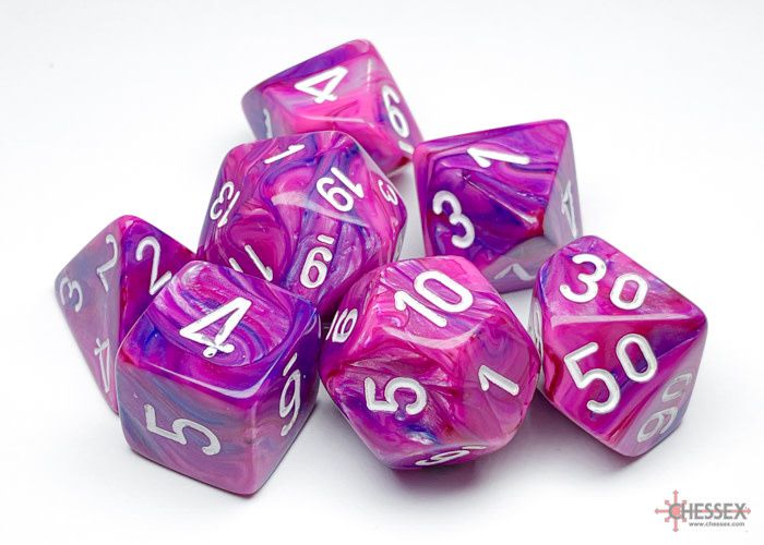 Chessex - Dés Festive - Violet/Blanc