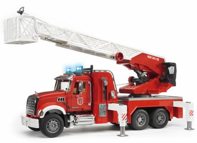 Bruder 02821 - Camion de pompier avec échelle MACK Granite avec pompe