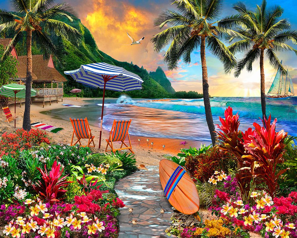 *****Figured'Art  Sous les cocotiers (Cadre)