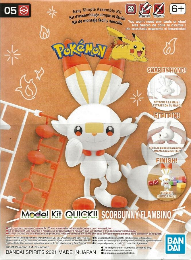 Bandai - Pokémon Model Kit QUICK!! #05 - Scorbunny/Flambino