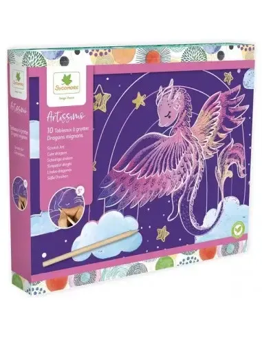 Sycomore 10 Tableaux à gratter Dragons Mignons