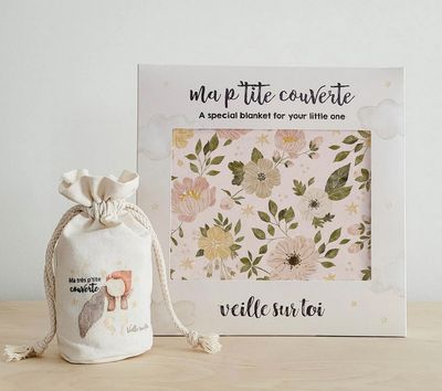 Veille sur toi - Ma très p'tite couverte - Fleurs rosés