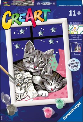 CreArt Peinture par numéros avec pierres  brillantes sleepy kitties