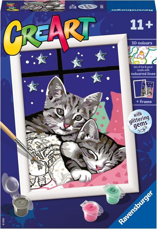 CreArt Peinture par numéros avec pierres  brillantes sleepy kitties