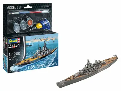 Revell Level 4 navire USS New Jersey avec peintures, colle et pinceau