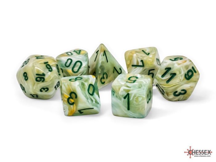 Mega-Hedral 7-Die Set - Marble Green/Dark Green