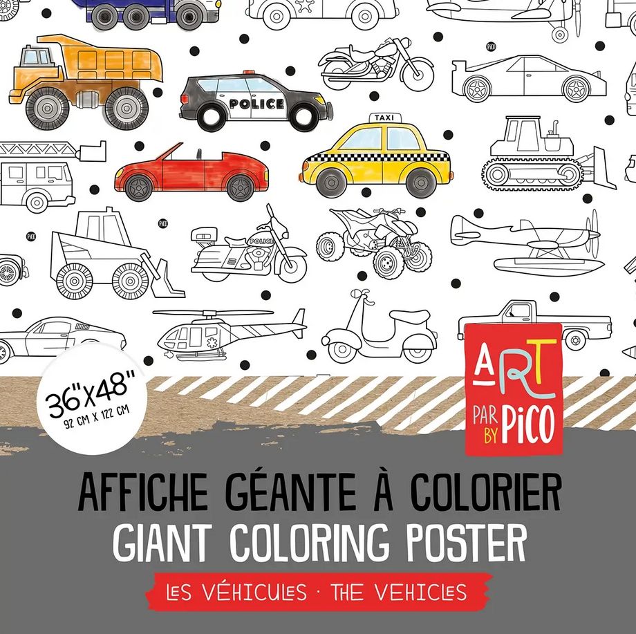 PiCO - Affiche Géante à Colorier - Les Véhicules