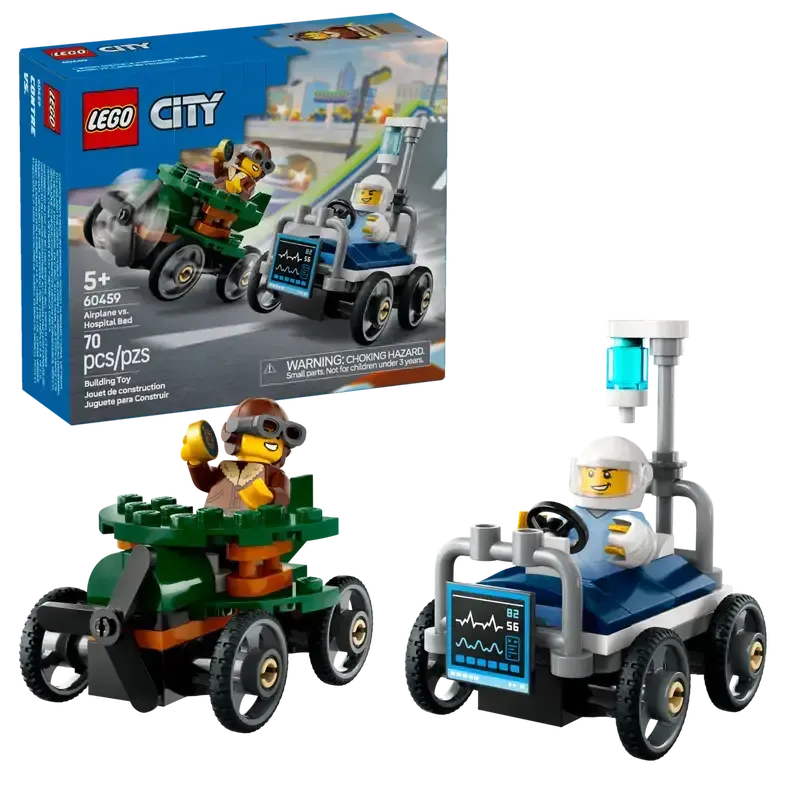 Lego 60459 City - Ensemble de course L’avion contre la voiture-lit d’hôpital