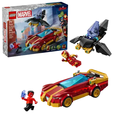 Lego 76310 Marvel - La voiture d’Iron Man et Black Panther contre Hulk rouge
