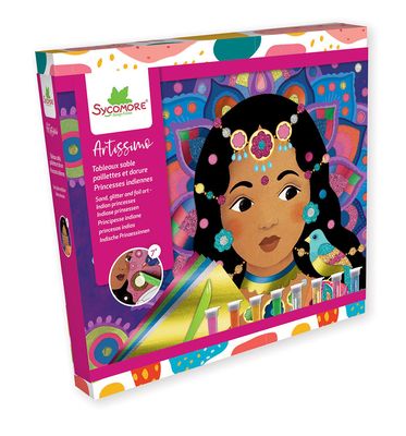 Tableau sable paillette et dorure Princesses indiennes