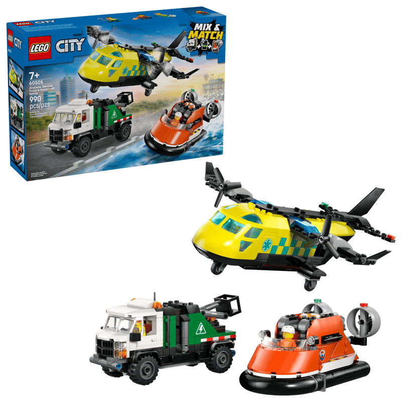 Lego 60505 City - Avion, camion d’assistance et aéroglisseur à combiner