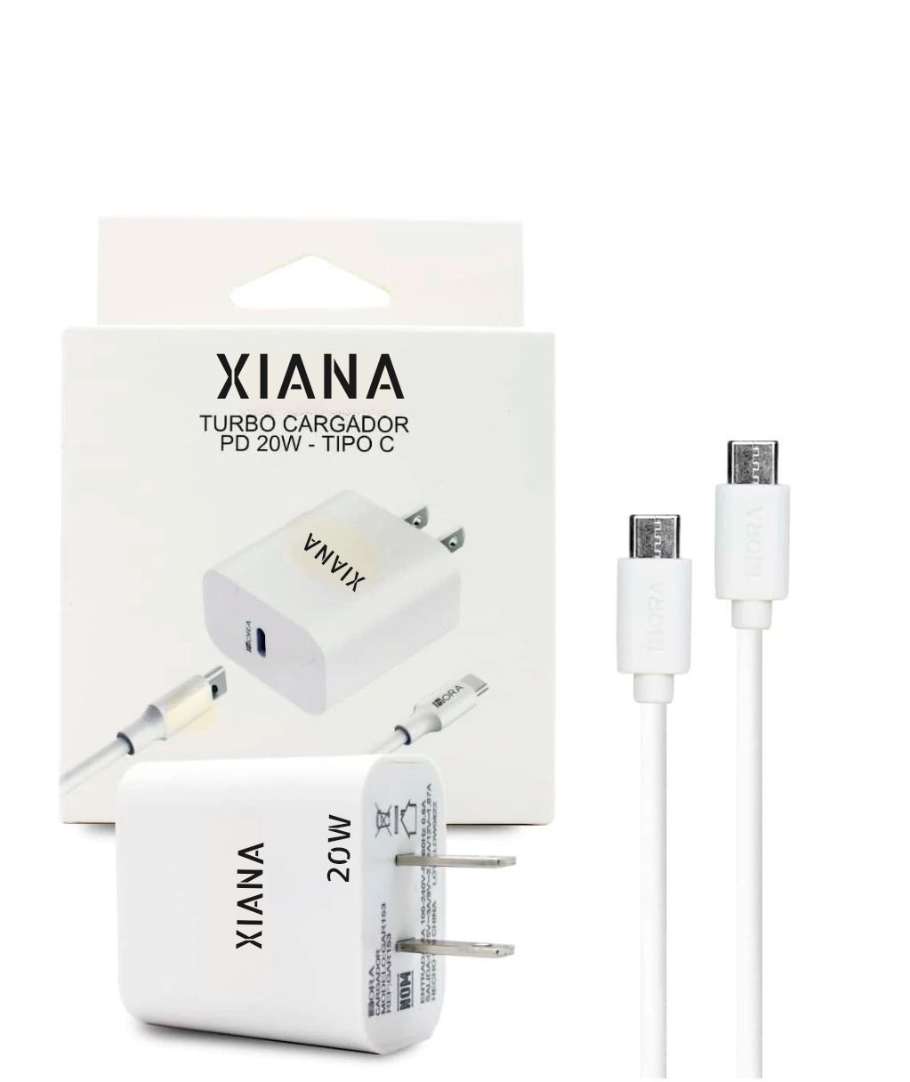 Cargador de 20 watts con cable una entrada de carga