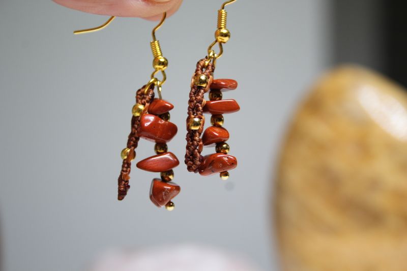 Baguette macramé et jaspe rouge