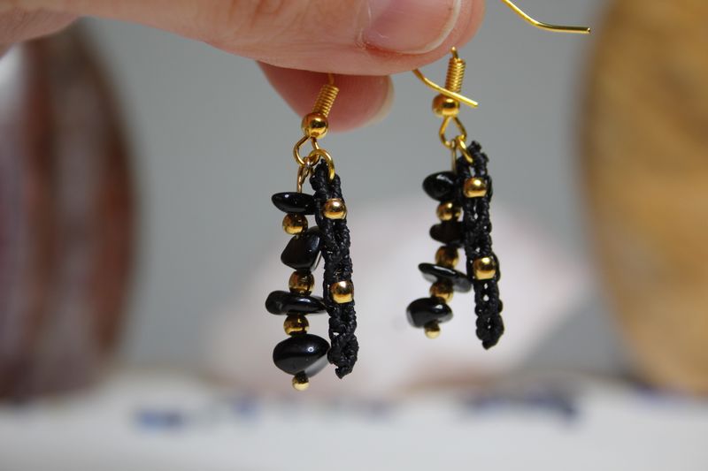 Baguette macramé et obsidienne