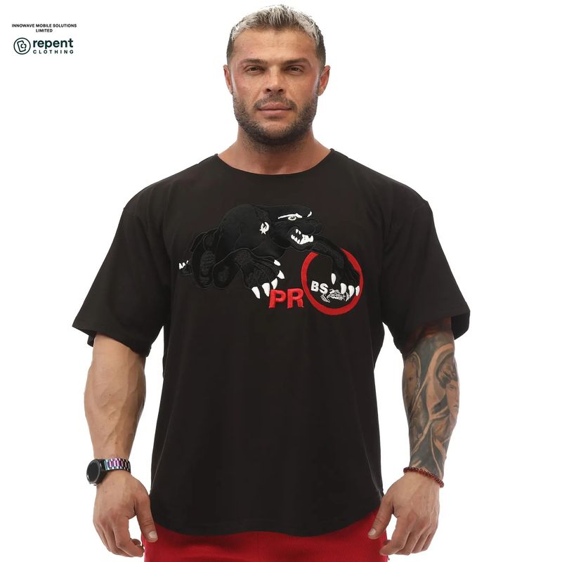 BIG SAM: "PR BREAKER" PANTHER GRAPHIC OVERSIZED TEE