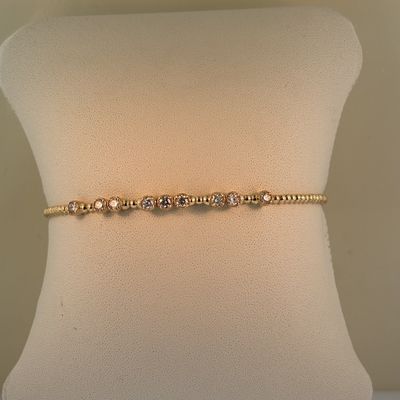 14KY 9-Stone Diamond (0.46ct) Bangle Heera Moti