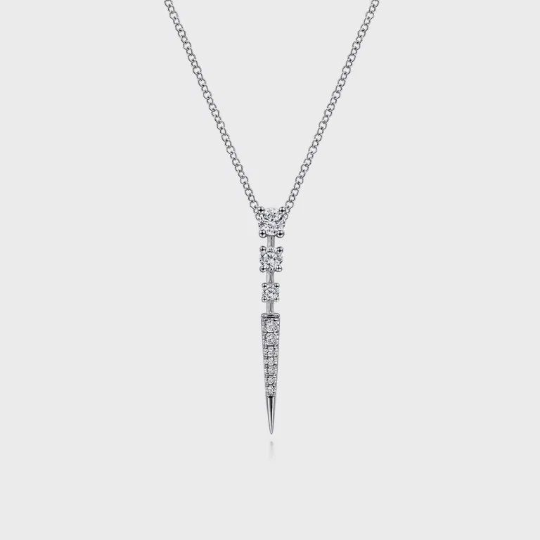 14KW Gabriel &amp; Co Diamond Dagger Necklace