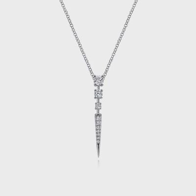 14KW Gabriel &amp; Co Diamond Dagger Necklace