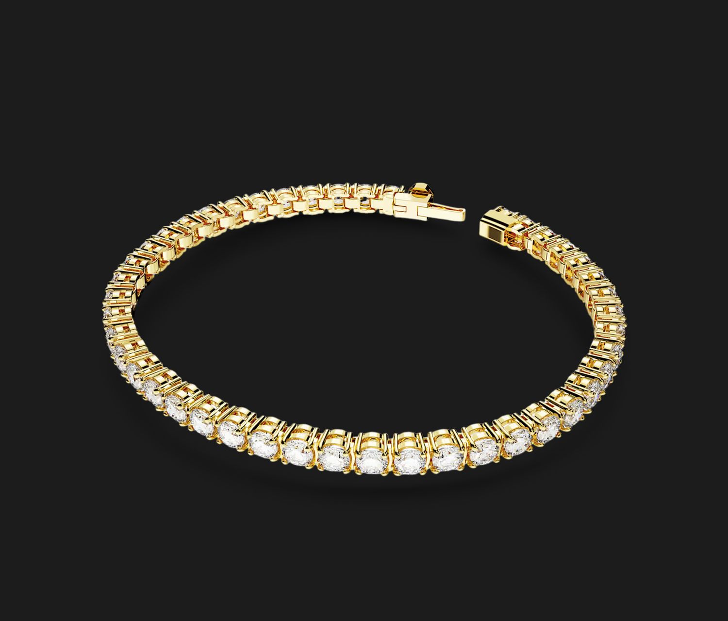 Matrix Tennis Bracelet, Round Cut, Gold-Tone- 5657665