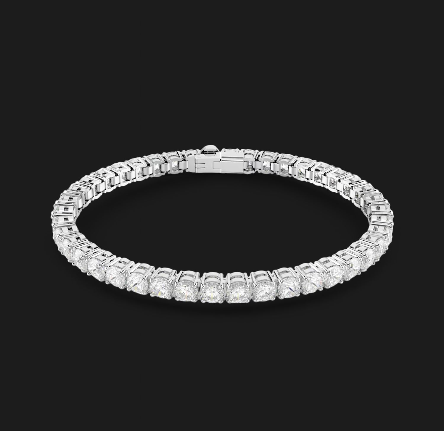 Matrix Tennis Bracelet, Round Cut, White, Size L - 5648938