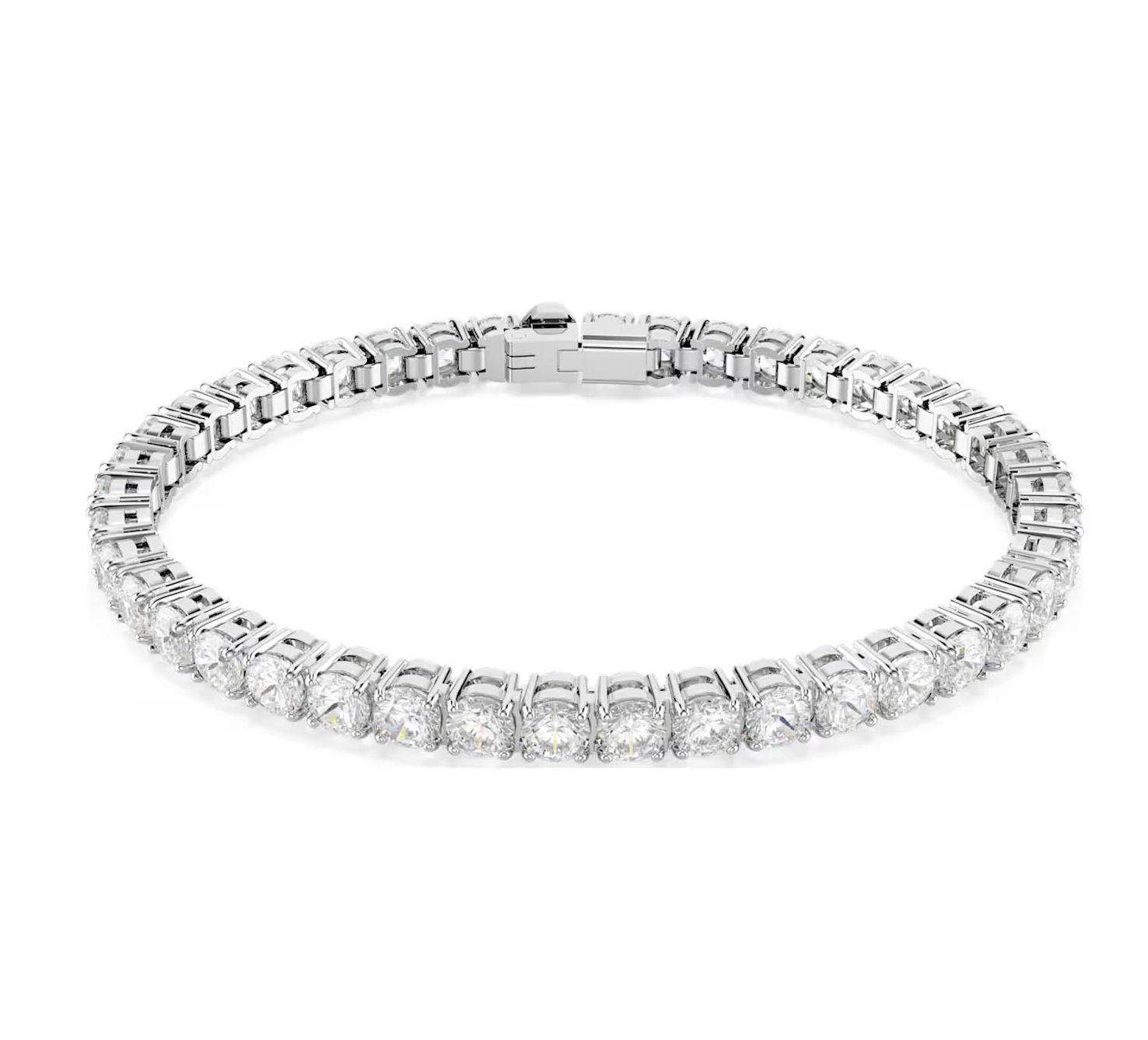 Matrix Tennis Bracelet, Round Cut, White-5648938