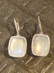 White Opal/Dia Cushion Cut Earrings