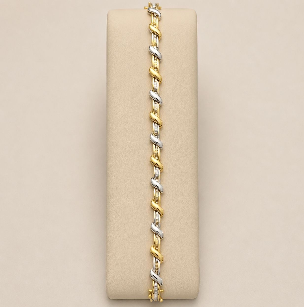 Two-Tone Diamond Tennis Bracelet (10.8g)