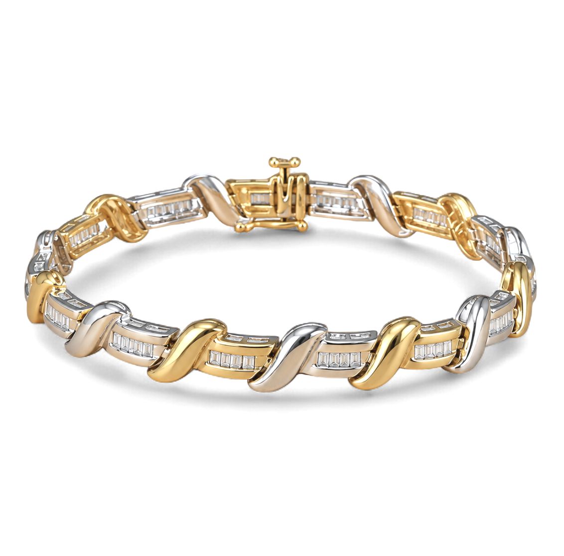 X-Link Diamond Baguette Tennis Bracelet (10.8g)