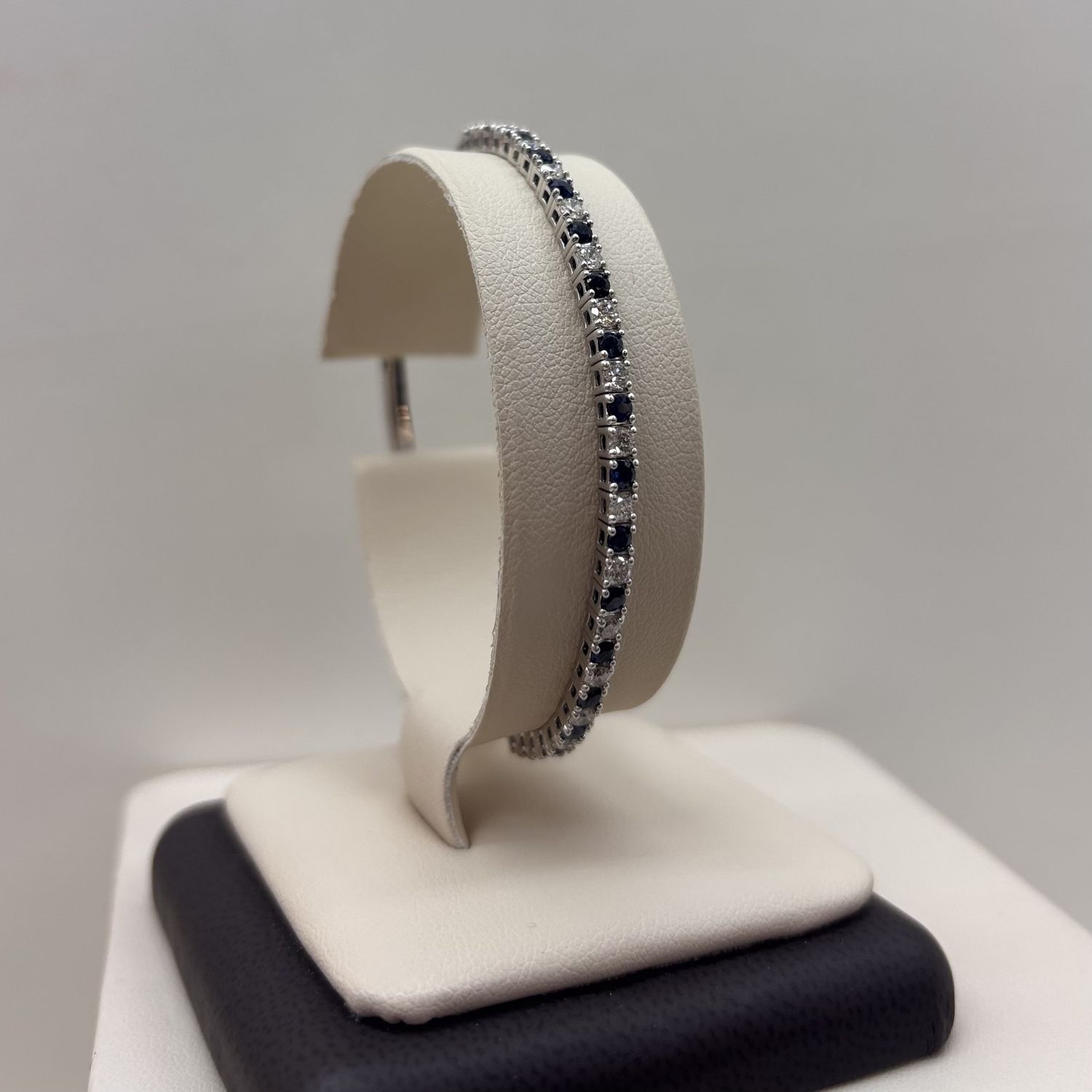 14KW Sapphire &amp; Diamond Tennis Bangle