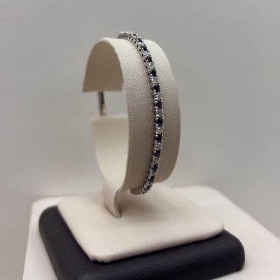 14KW Sapphire &amp; Diamond Tennis Bangle