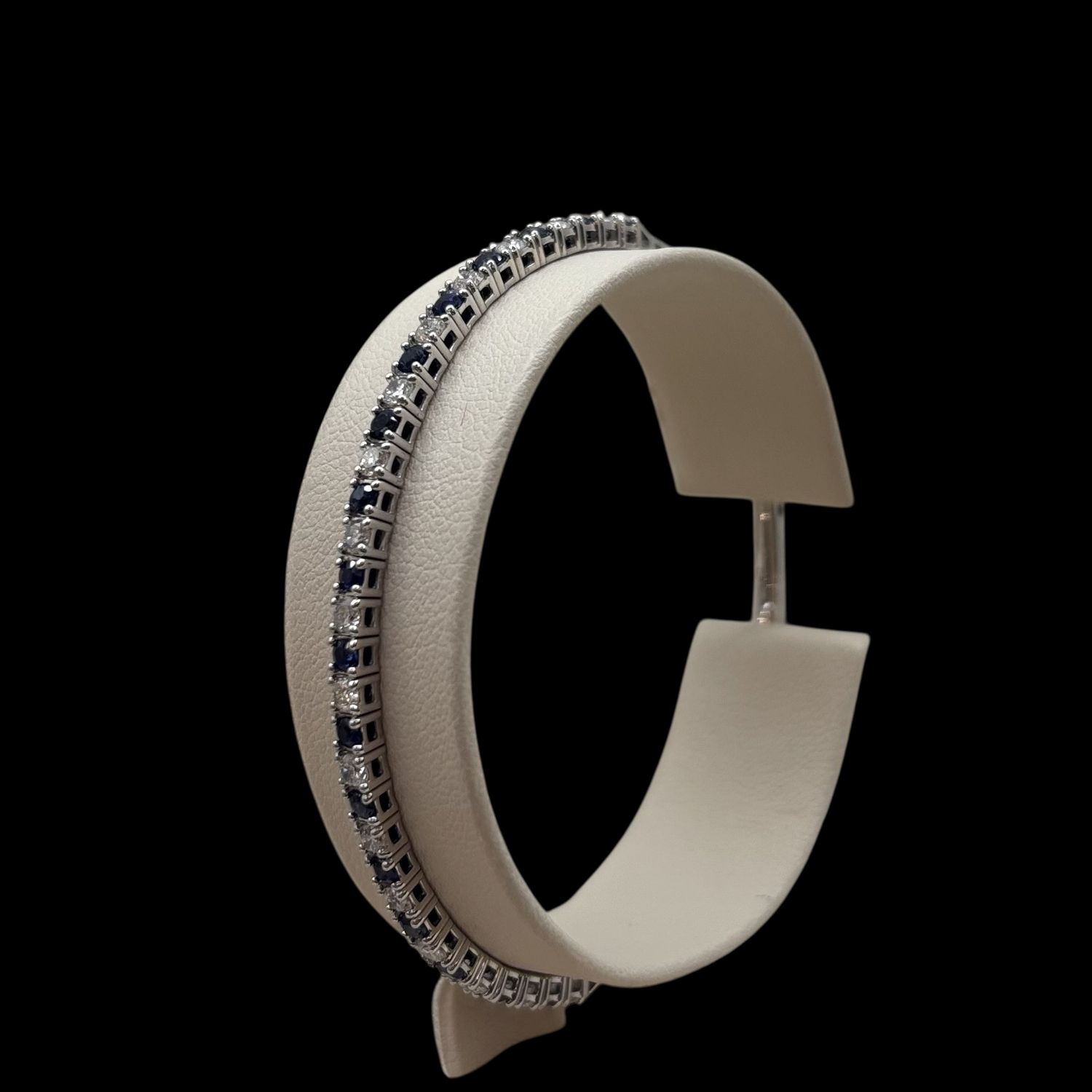 14KW Sapphire &amp; Diamond Tennis Bangle