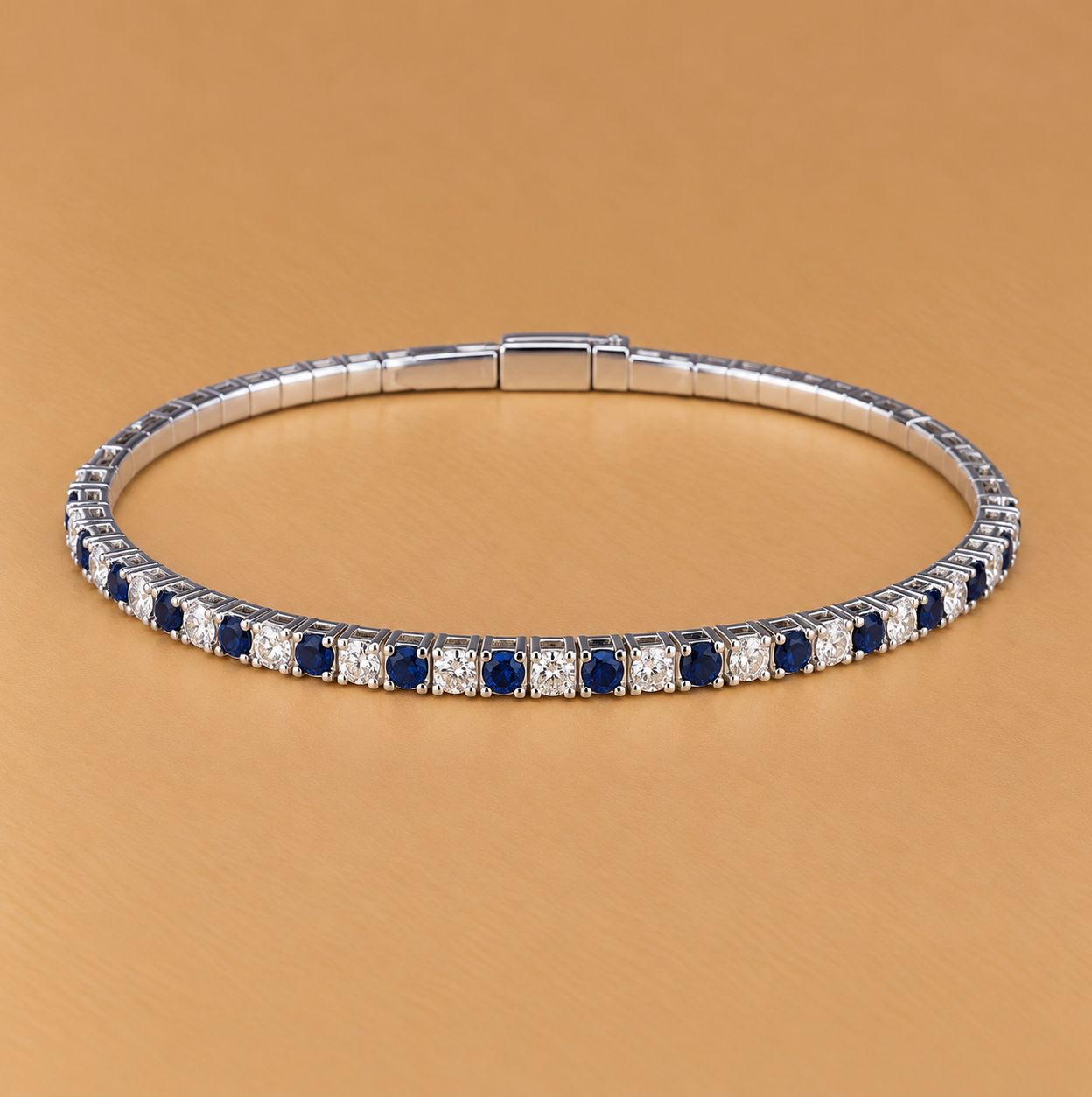 Alternating Sapphire Diamond Tennis Bangle
