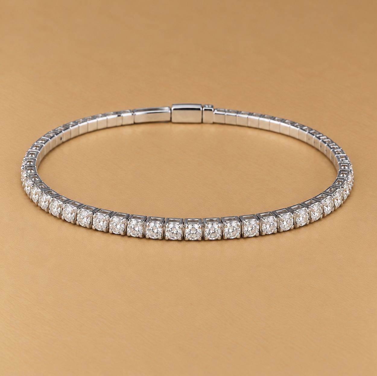 Flexible Diamond Bangle with Round Stones