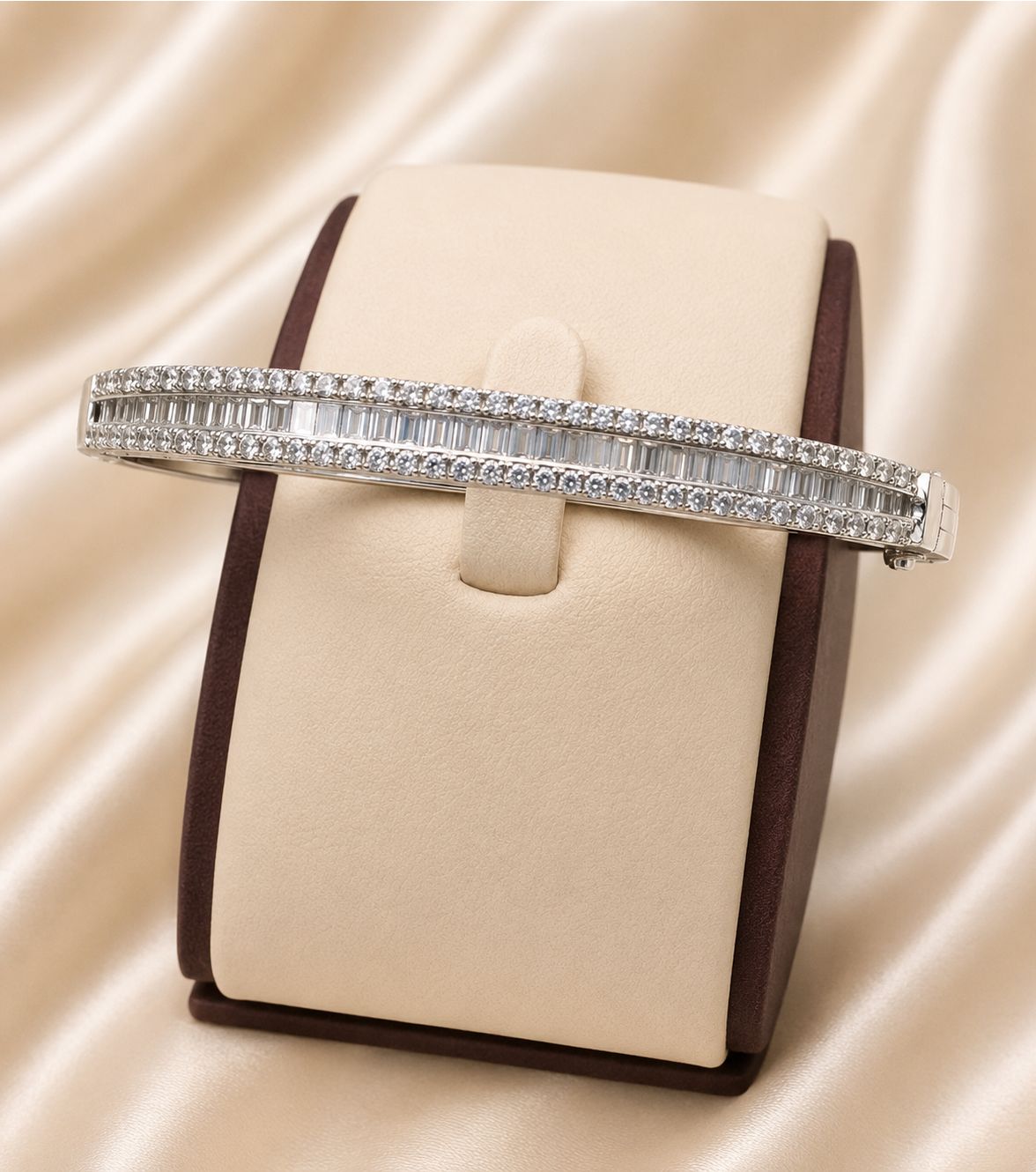 Round &amp; Baguette Diamond Bangle