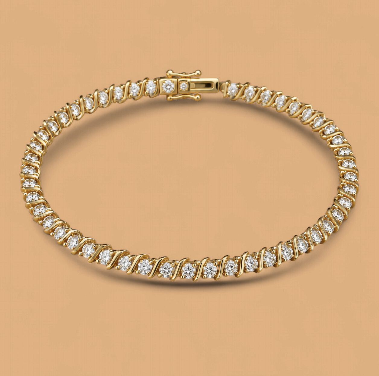 Alternating "S" Link Diamond Tennis Bracelet (Small)
