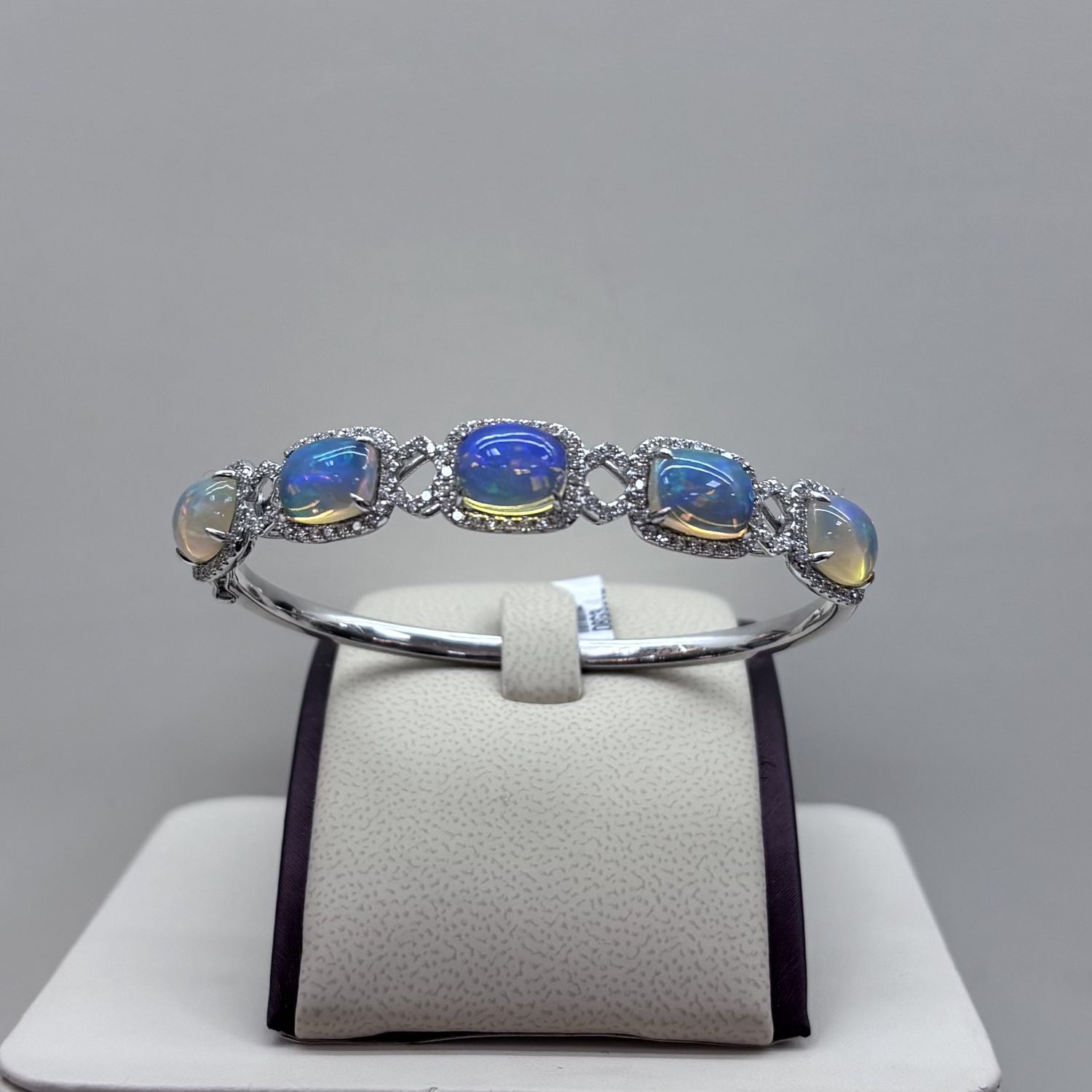 14KW Opal Bangle w/ Diamonds David Kord