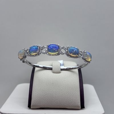 14KW Opal Bangle w/ Diamonds David Kord