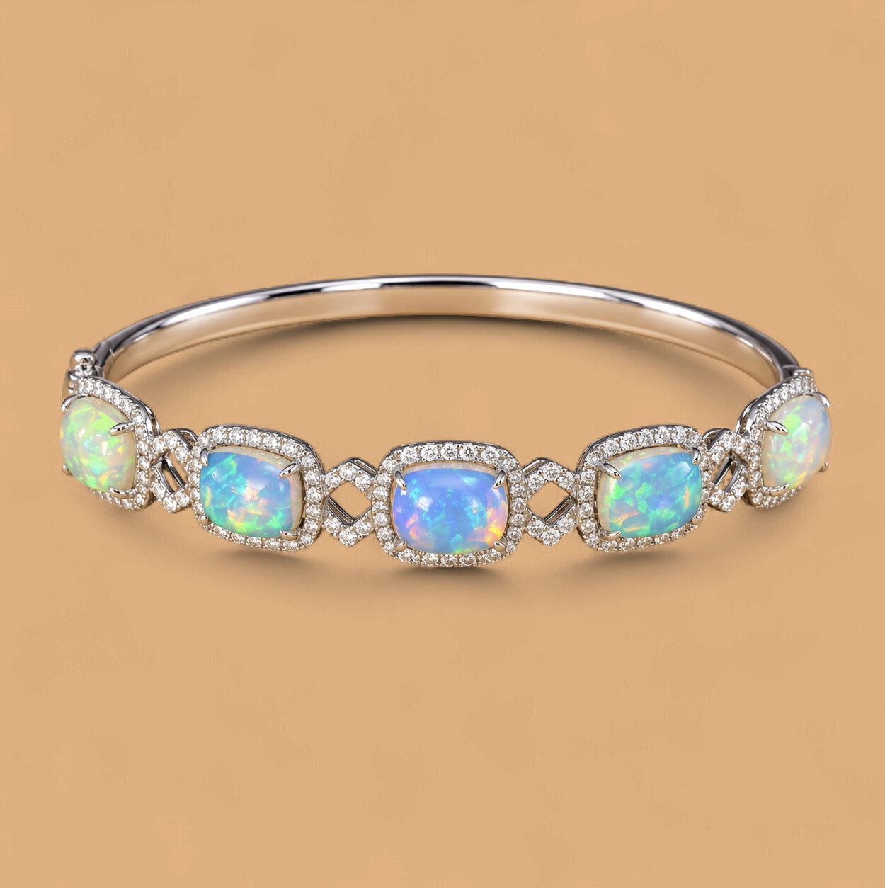 David Kord Opal Halo Diamond Bangle