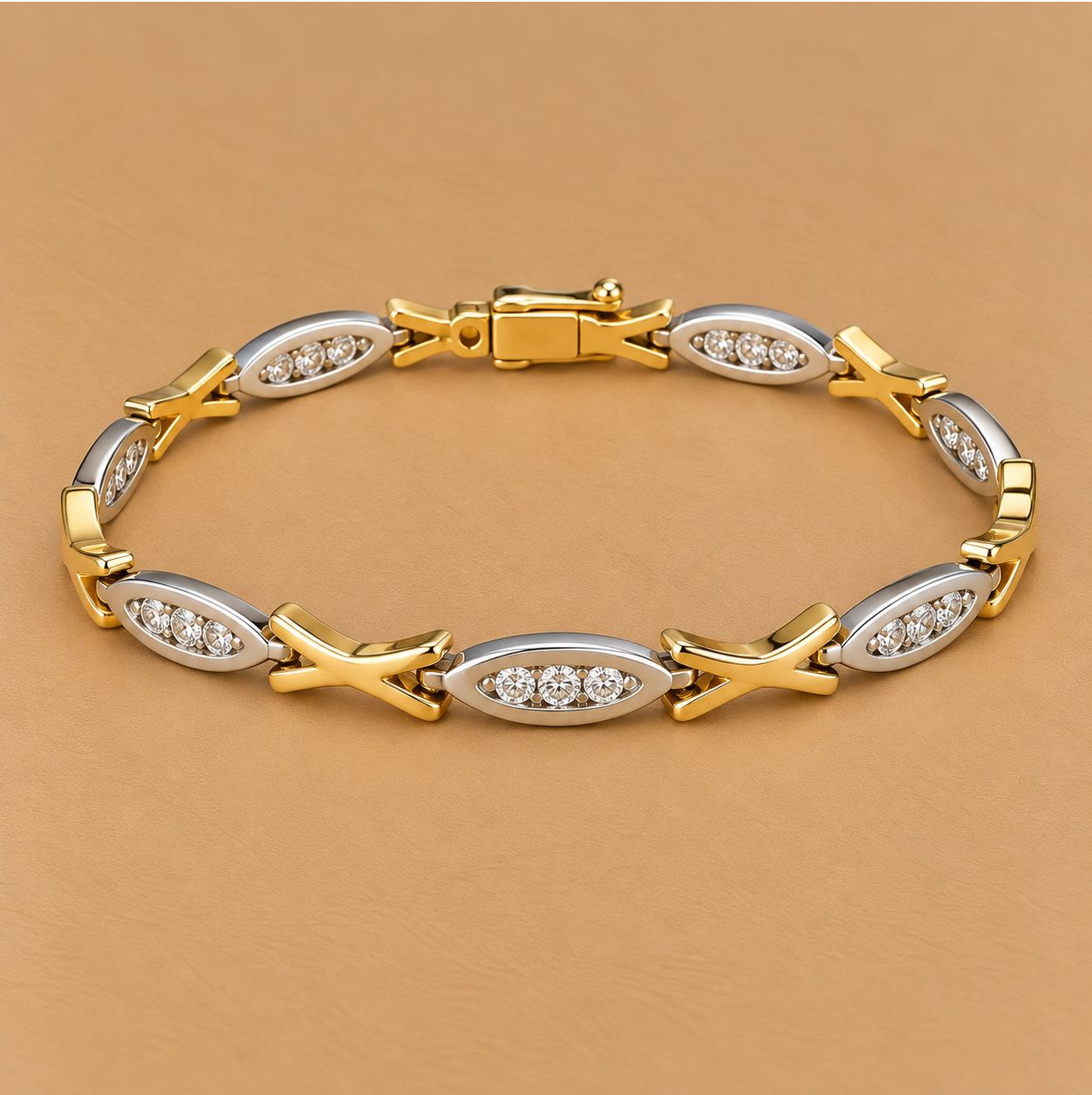 Two-Tone Alternating "XOXO" Diamond Bracelet