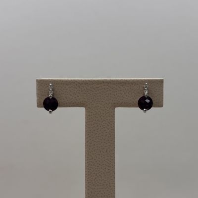 14KW Garnet/Diamond Earrings