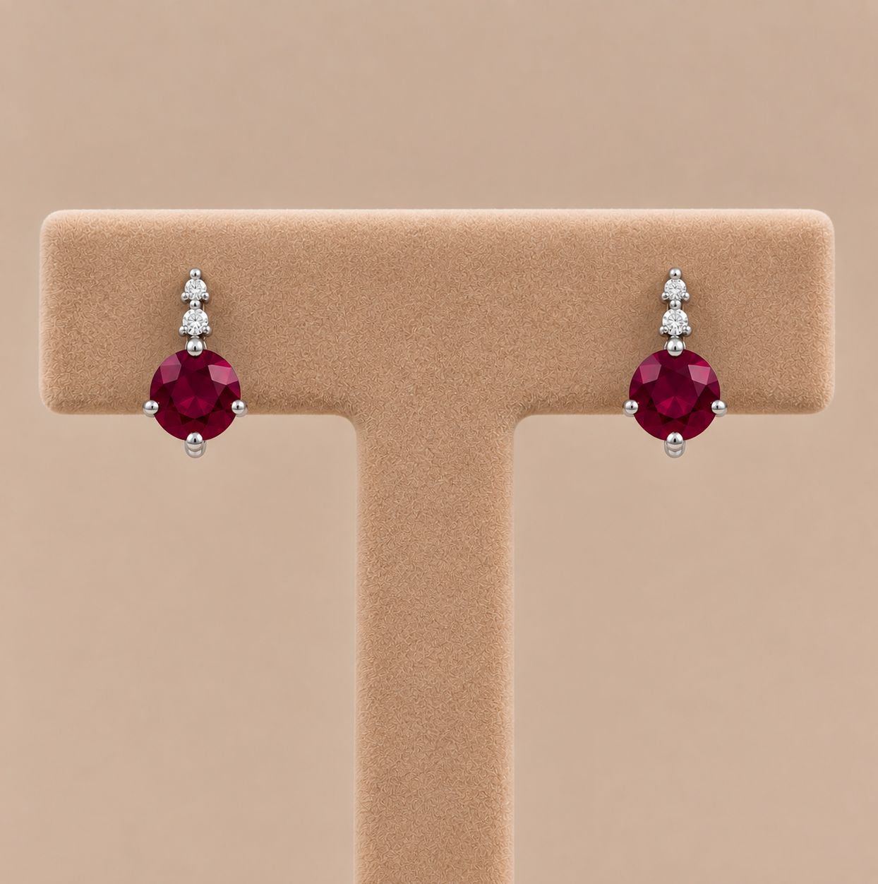 Diamond Hook Garnet Earrings