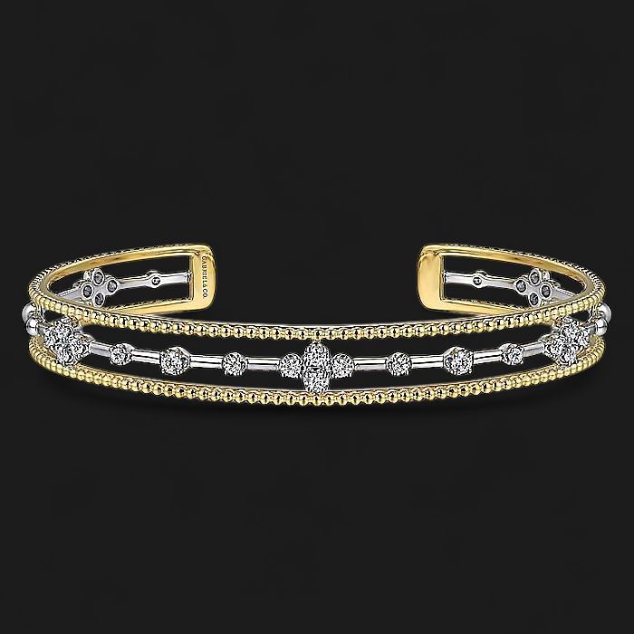 14K Gold Diamond Bujukan Cuff Bangle