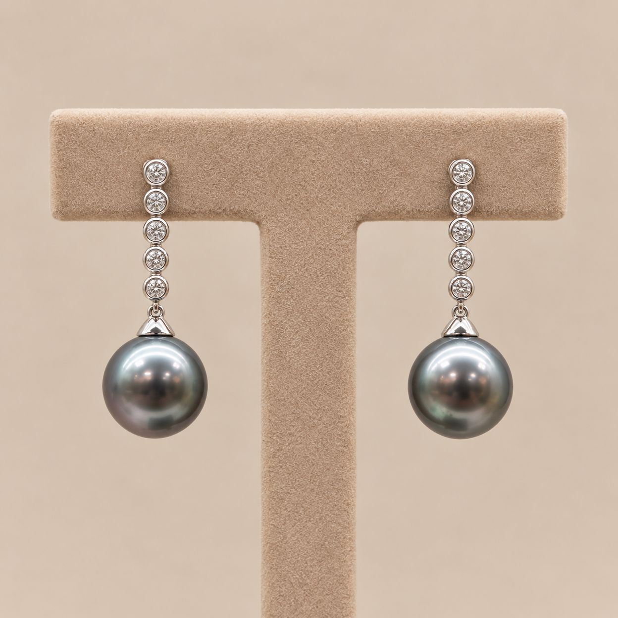 Tahitian Pearl Dangle Diamond Earrings