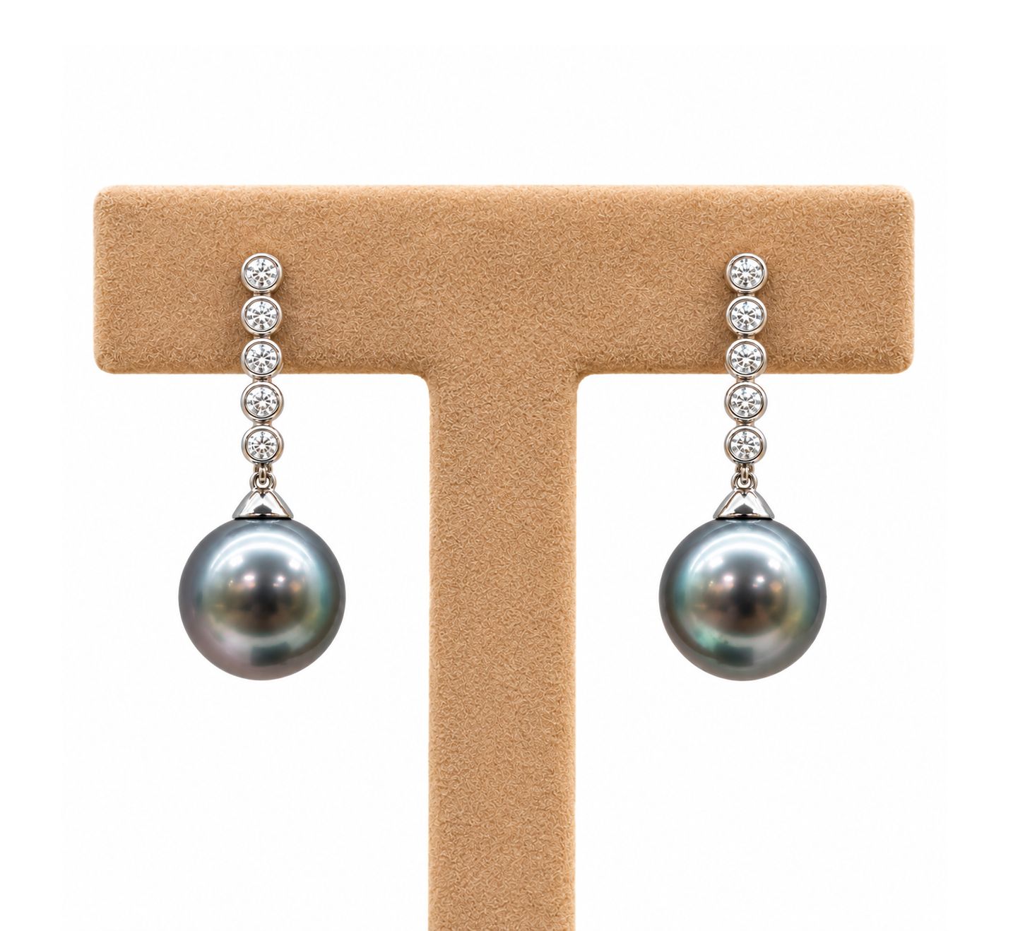 Tahitian Pearl Diamond Dangle Earrings