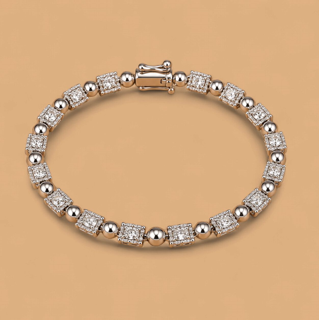 Alternating Square Station Diamond Tennis Bracelet (11.7g)